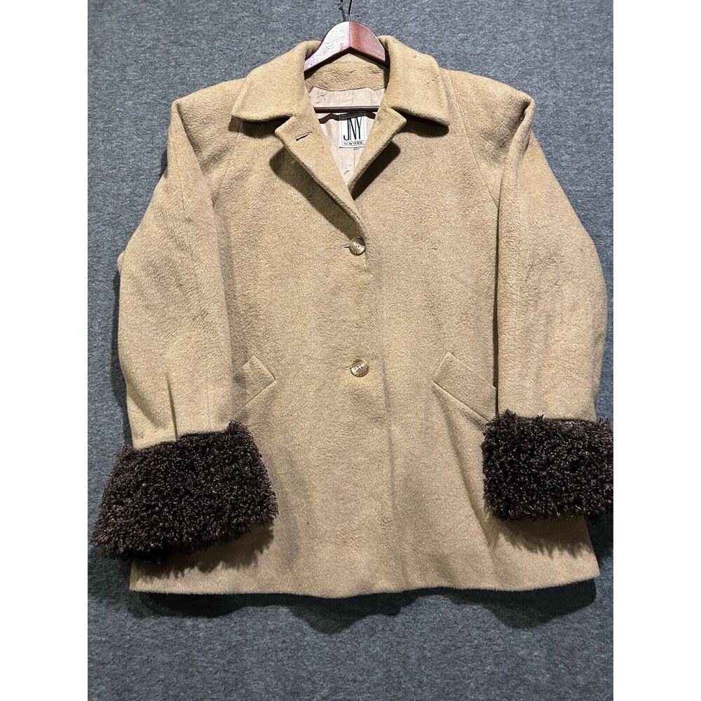 Vintage Jones New York Petite Brown Tan Long Pea Coat Trench‎ (See Measurements)